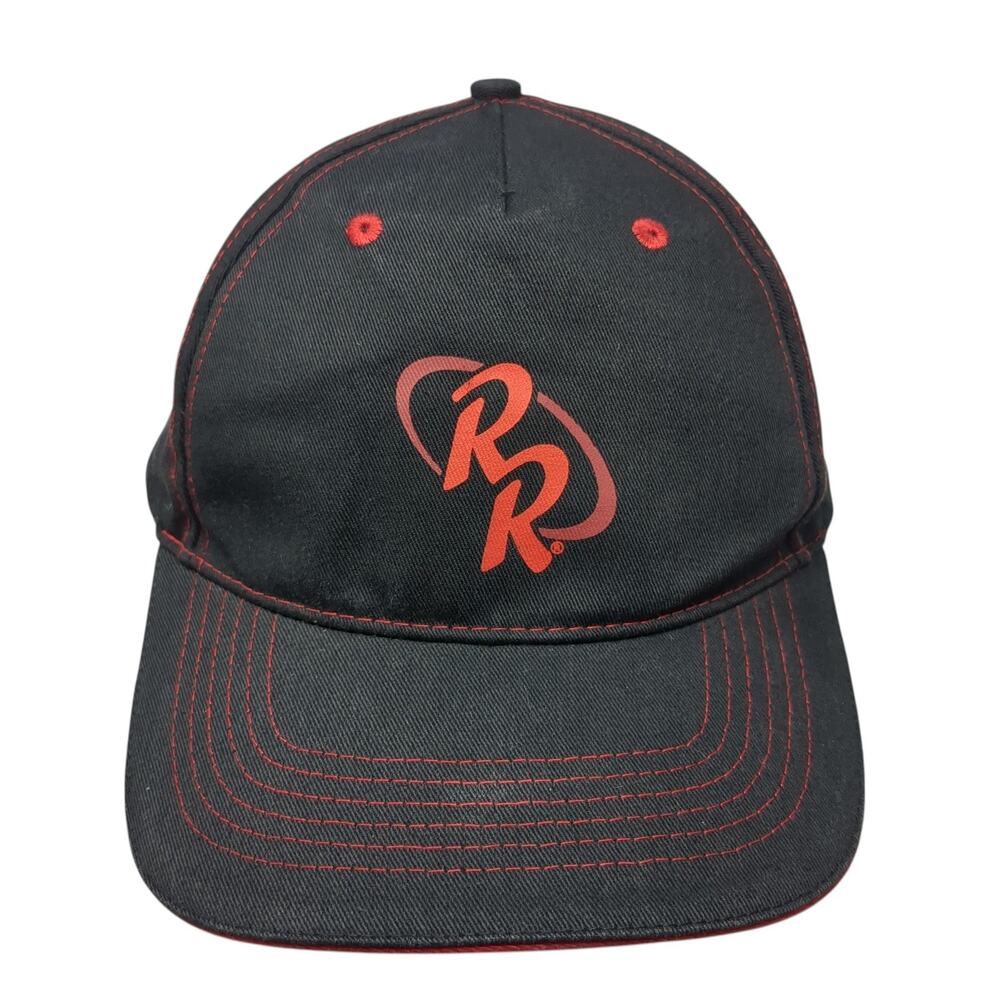 Double R Slideback 5 Panel Cap Black One Size Adjustable Vented Holes Threads
